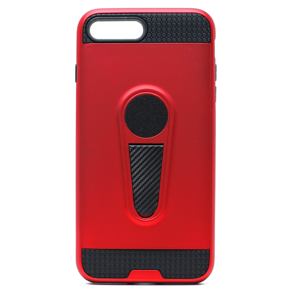 iPHONE 8 Plus / 7 Plus Metallic Plate Stand Case Work with Magnetic Mount Holder (Red)